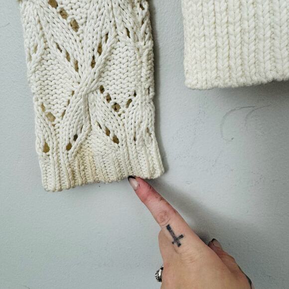 Loft Cream Crochet Pullover Sweater Women’s Size M - Picture 8 of 9
